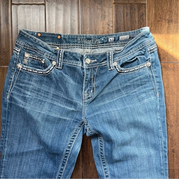 Miss Me Easy Straight JE5014ET38R Jeans Stonewood Wash Size 31 (altered) - Picture 4 of 10